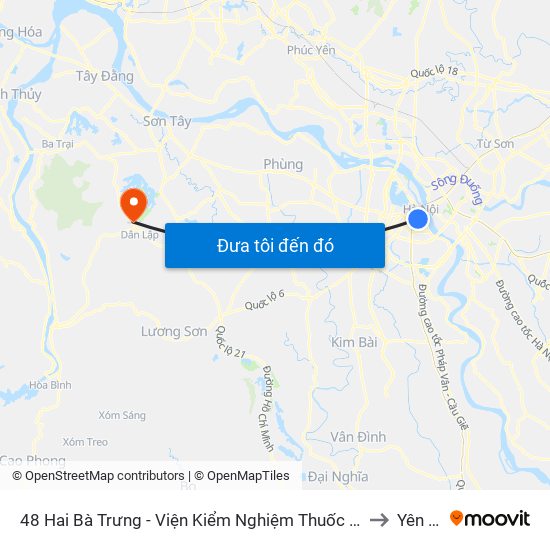 48 Hai Bà Trưng - Viện Kiểm Nghiệm Thuốc Trung Ương to Yên Bài map