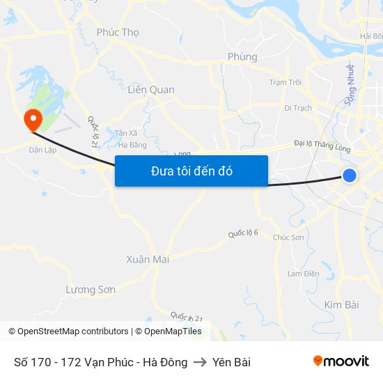 Số 170 - 172 Vạn Phúc - Hà Đông to Yên Bài map