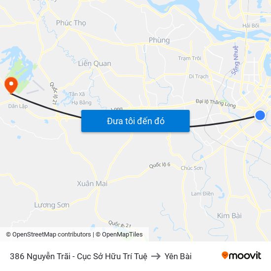 386 Nguyễn Trãi - Cục Sở Hữu Trí Tuệ to Yên Bài map