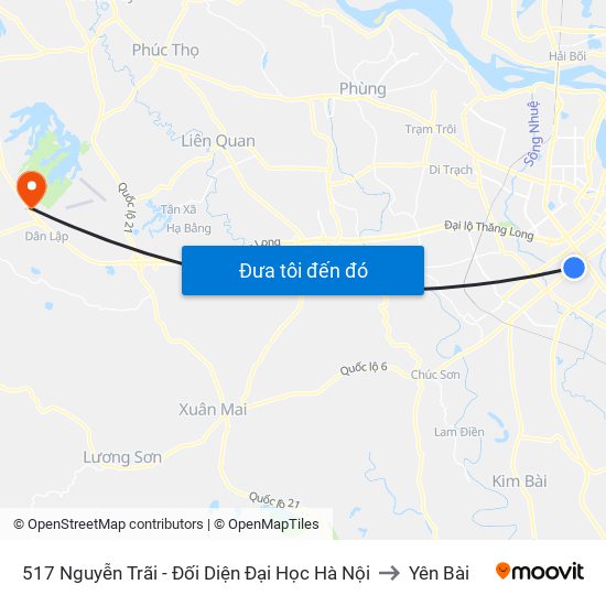 517 Nguyễn Trãi - Đối Diện Đại Học Hà Nội to Yên Bài map