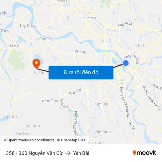 358 - 360 Nguyễn Văn Cừ to Yên Bài map