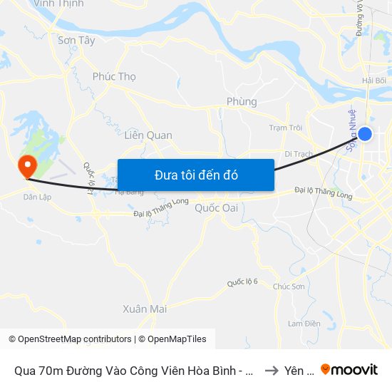 Qua 70m Đường Vào Công Viên Hòa Bình - Phạm Văn Đồng to Yên Bài map