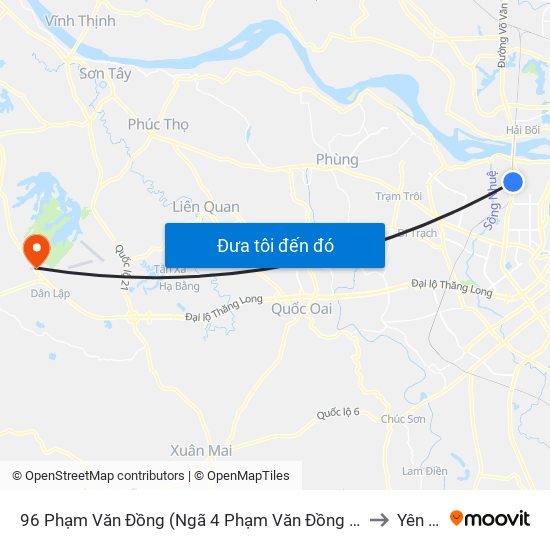 96 Phạm Văn Đồng (Ngã 4 Phạm Văn Đồng - Xuân Đỉnh) to Yên Bài map