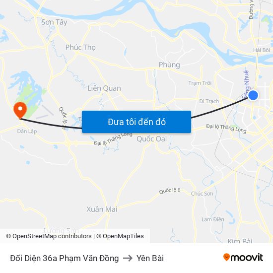 Đối Diện 36a Phạm Văn Đồng to Yên Bài map