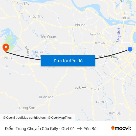 Điểm Trung Chuyển Cầu Giấy - Gtvt 01 to Yên Bài map