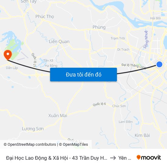 Đại Học Lao Động & Xã Hội - 43 Trần Duy Hưng to Yên Bài map