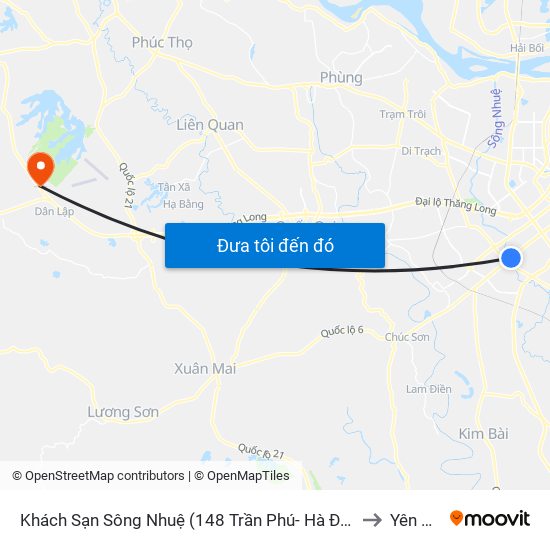 Khách Sạn Sông Nhuệ (148 Trần Phú- Hà Đông) to Yên Bài map