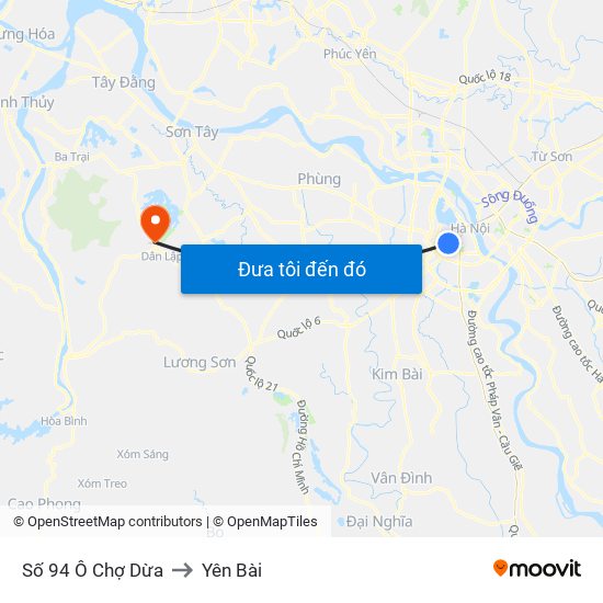 Số 94 Ô Chợ Dừa to Yên Bài map