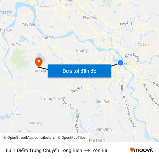 E3.1 Điểm Trung Chuyển Long Biên to Yên Bài map