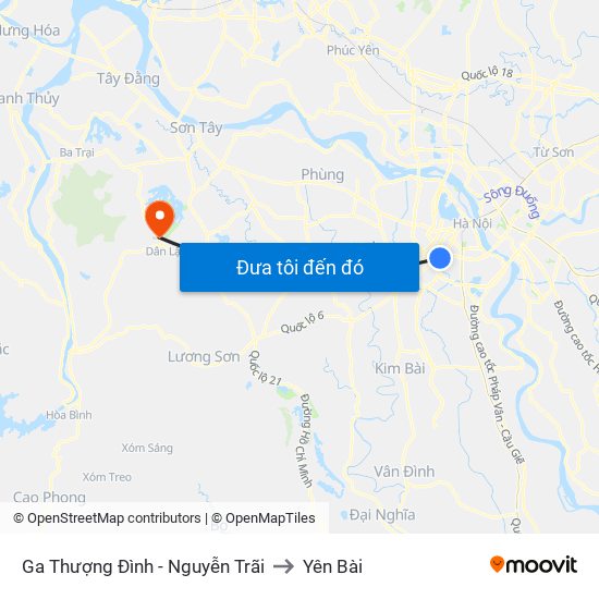 Ga Thượng Đình - Nguyễn Trãi to Yên Bài map