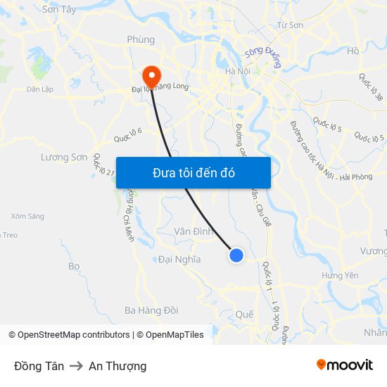 Đồng Tân to An Thượng map