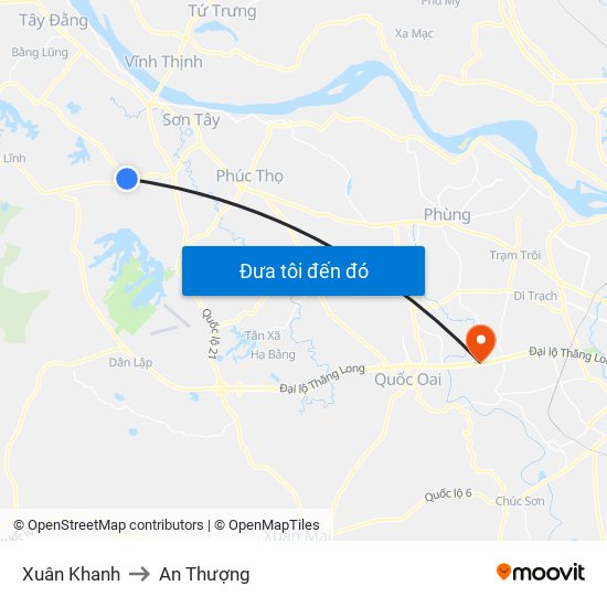 Xuân Khanh to An Thượng map