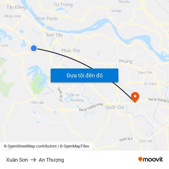 Xuân Sơn to An Thượng map