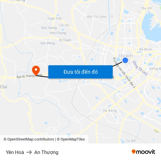 Yên Hoà to An Thượng map