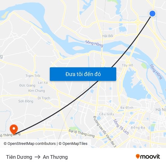 Tiên Dương to An Thượng map