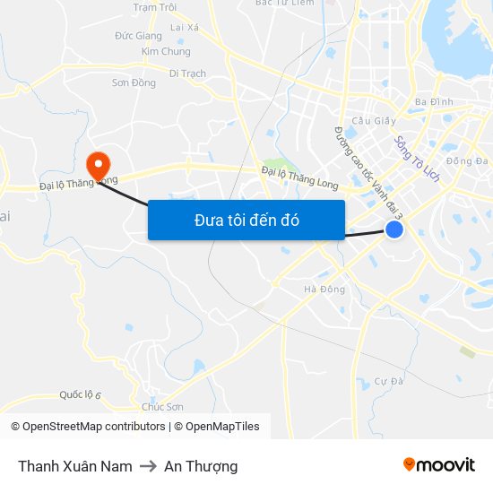 Thanh Xuân Nam to An Thượng map