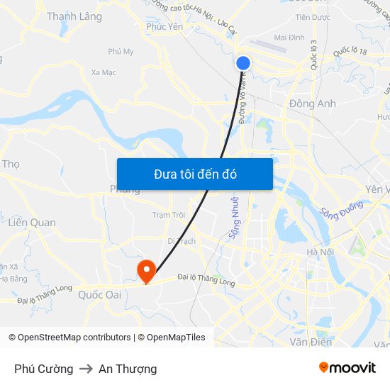 Phú Cường to An Thượng map