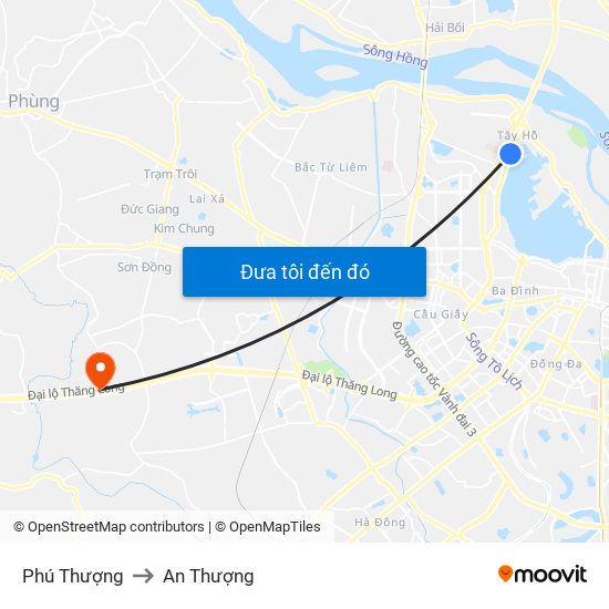 Phú Thượng to An Thượng map