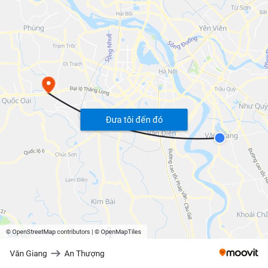 Văn Giang to An Thượng map