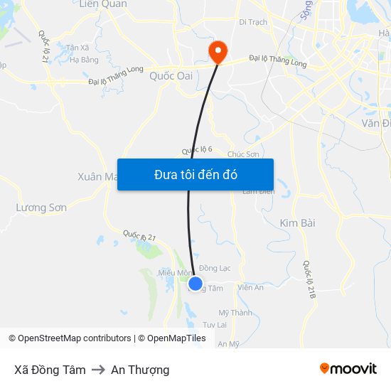 Xã Đồng Tâm to An Thượng map