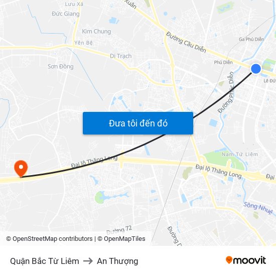 Quận Bắc Từ Liêm to An Thượng map