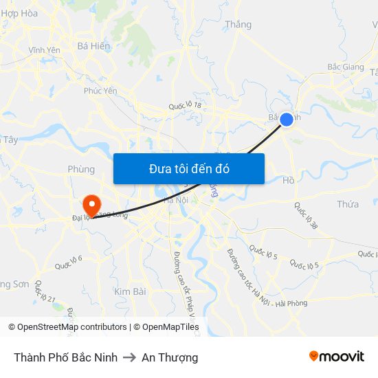 Thành Phố Bắc Ninh to An Thượng map