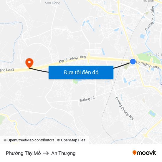 Phường Tây Mỗ to An Thượng map