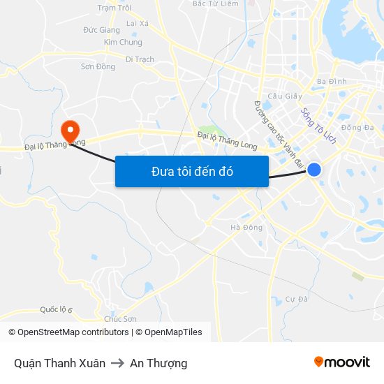 Quận Thanh Xuân to An Thượng map
