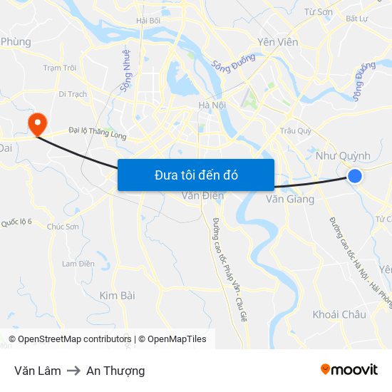 Văn Lâm to An Thượng map