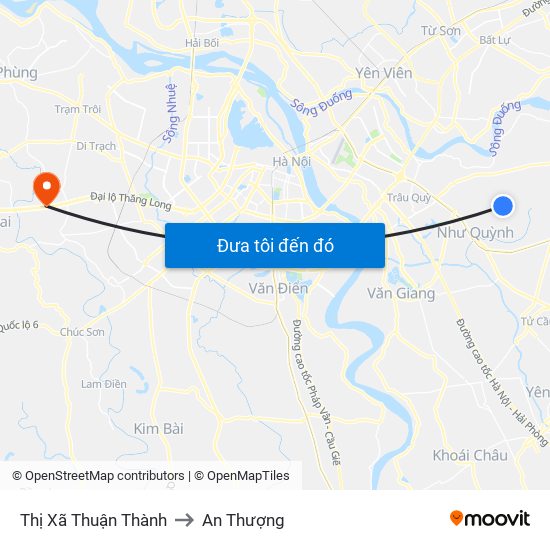 Thị Xã Thuận Thành to An Thượng map