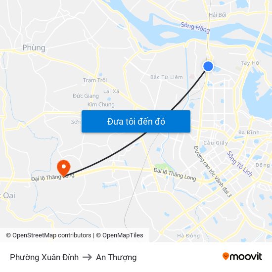 Phường Xuân Đỉnh to An Thượng map