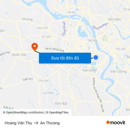 Hoàng Văn Thụ to An Thượng map