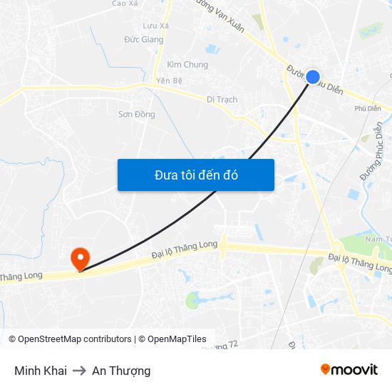 Minh Khai to An Thượng map