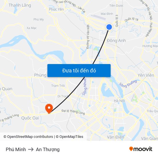 Phú Minh to An Thượng map