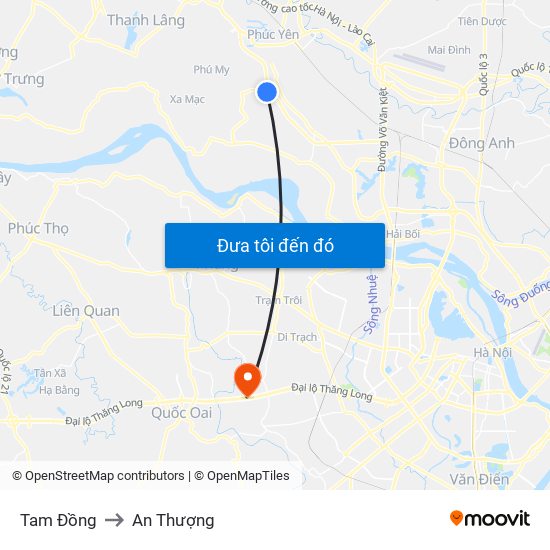 Tam Đồng to An Thượng map