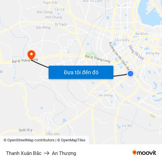 Thanh Xuân Bắc to An Thượng map