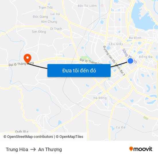 Trung Hòa to An Thượng map