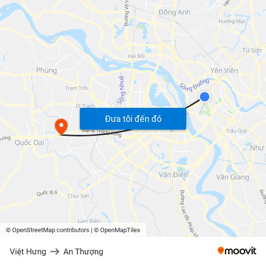 Việt Hưng to An Thượng map