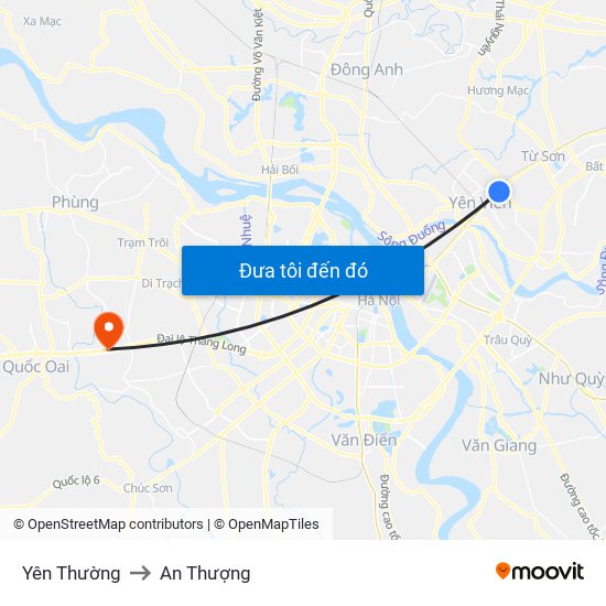 Yên Thường to An Thượng map