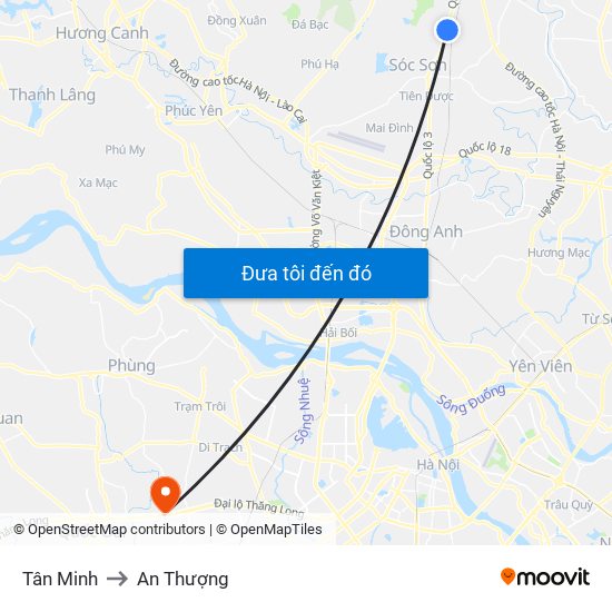 Tân Minh to An Thượng map