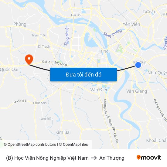 (B) Học Viện Nông Nghiệp Việt Nam to An Thượng map