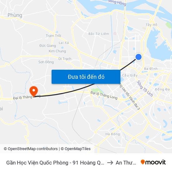 Gần Học Viện Quốc Phòng - 91 Hoàng Quốc Việt to An Thượng map