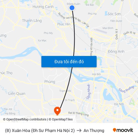 (B) Xuân Hòa (Đh Sư Phạm Hà Nội 2) to An Thượng map