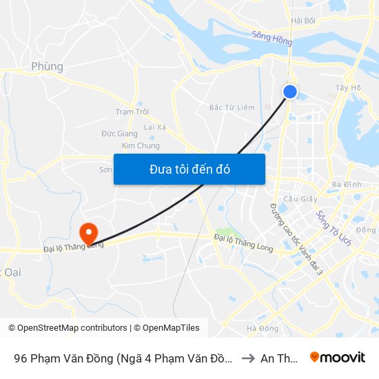 96 Phạm Văn Đồng (Ngã 4 Phạm Văn Đồng - Xuân Đỉnh) to An Thượng map