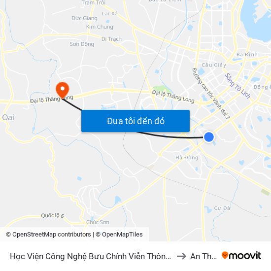 Học Viện Công Nghệ Bưu Chính Viễn Thông - Trần Phú (Hà Đông) to An Thượng map
