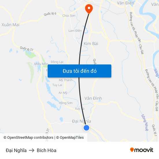 Đại Nghĩa to Bích Hòa map