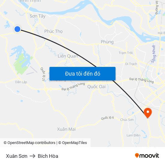 Xuân Sơn to Bích Hòa map