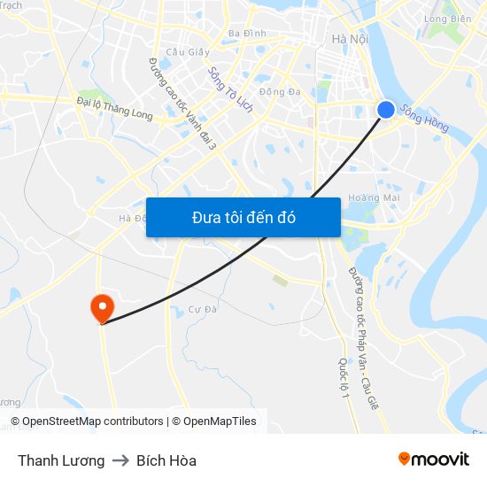 Thanh Lương to Bích Hòa map