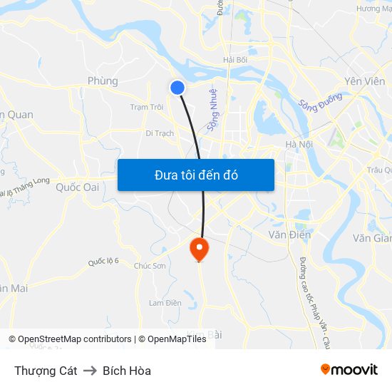 Thượng Cát to Bích Hòa map