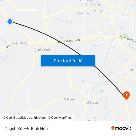 Thạch Xá to Bích Hòa map